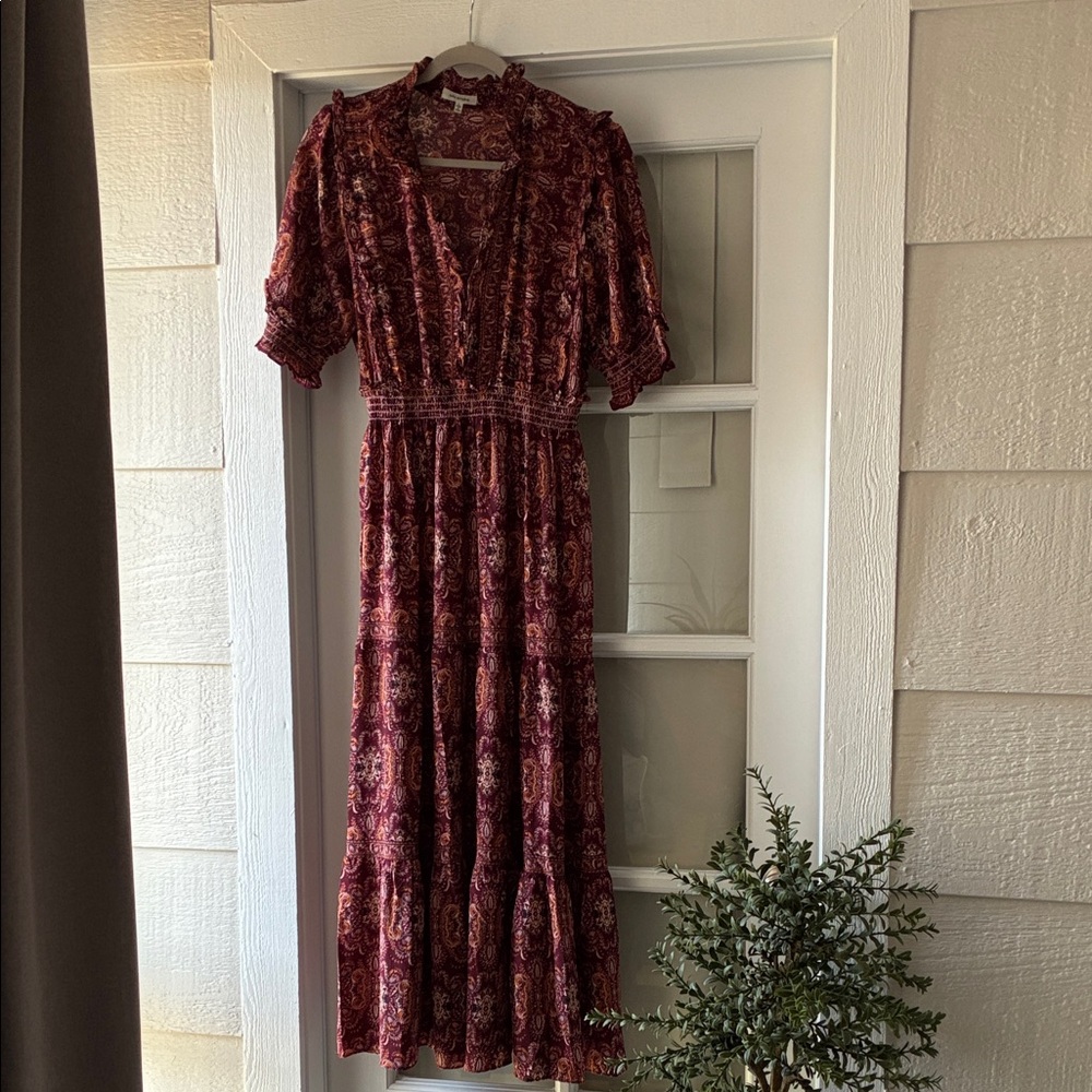 Max Studio Burgundy Patterned Maxi Dress